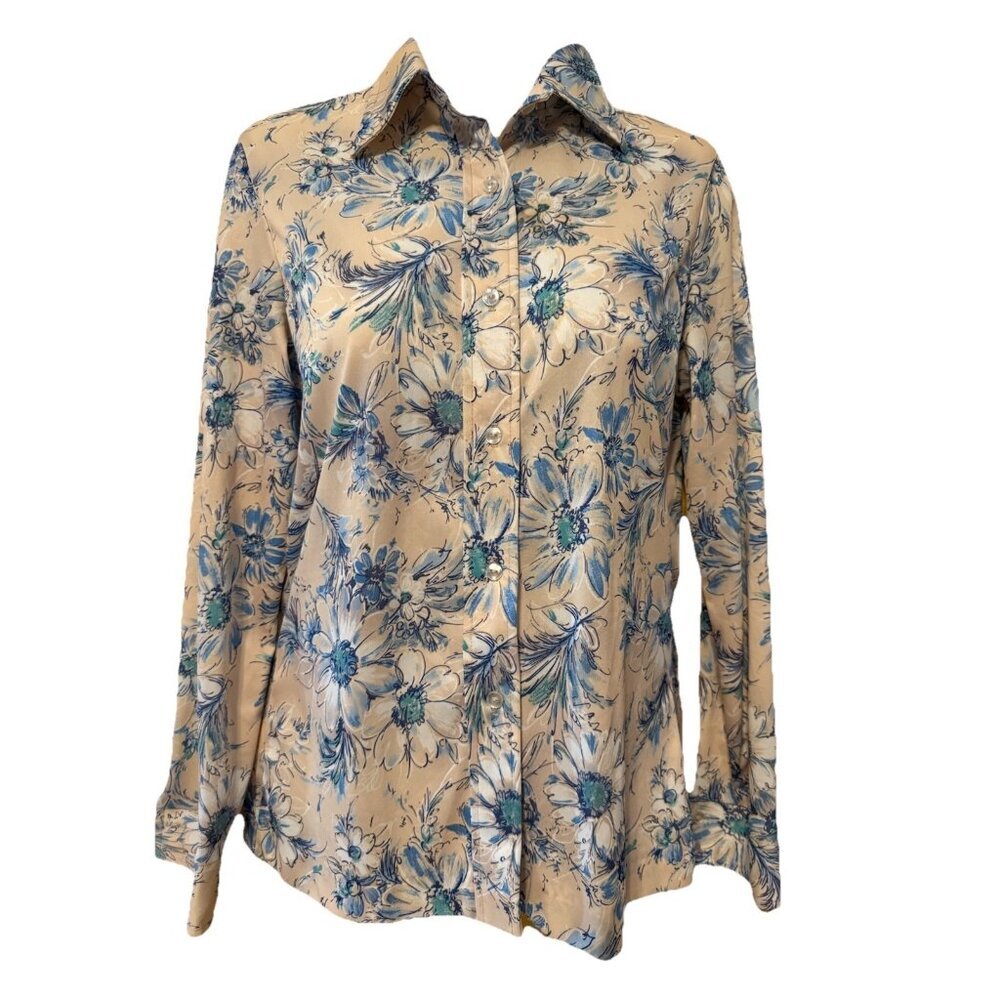 SHIRT ACCENT blouse ‘70s‎ Vintage Flower Power Polyester Lightweight Boho Hippie